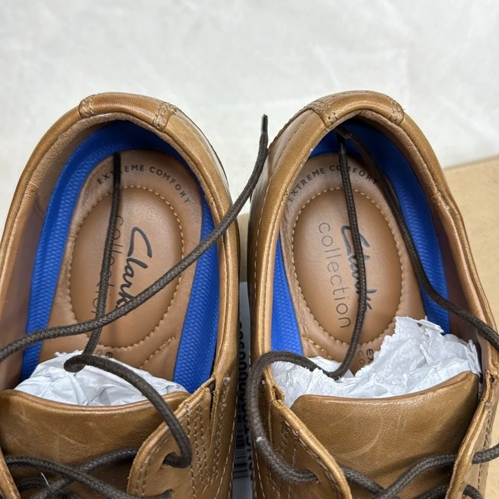 Clarks Whiddon Cap Toe Oxfords Leather Shoes in Dark Tan- Size 8.5